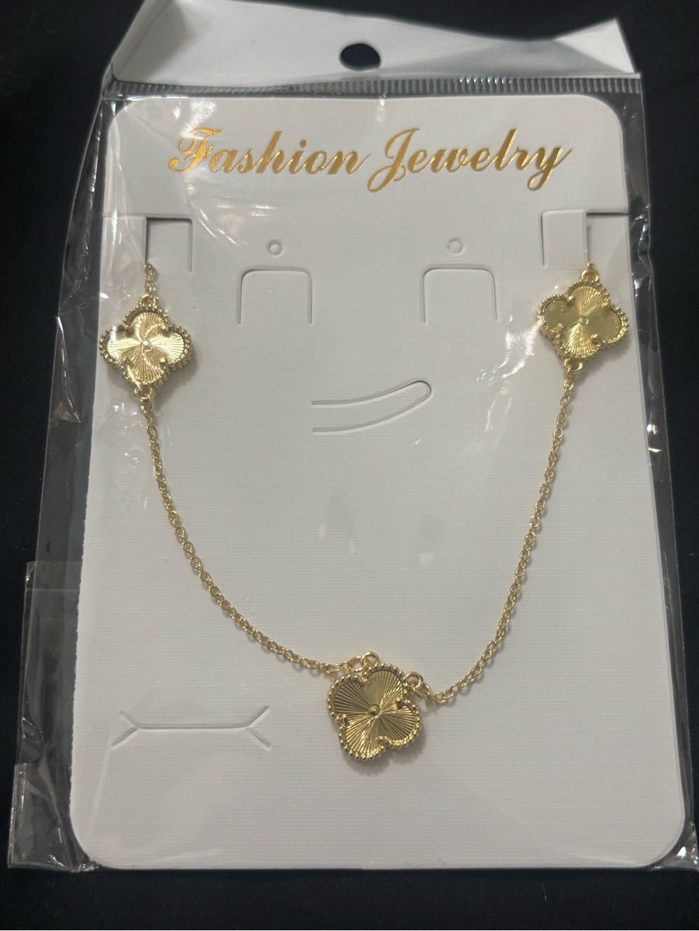 Gold tone Floral Clover Necklace - Fashion Jewelry